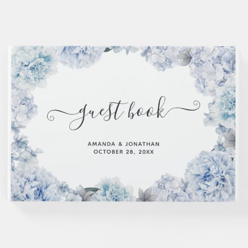 Hydrangea Blue and Light Lavender Wedding Guest Bo Guest Book