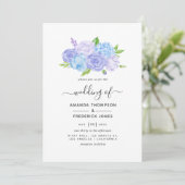 Hydrangea Blue and Light Lavender Wedding Invitation (Standing Front)