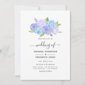 Hydrangea Blue and Light Lavender Wedding Invitation (Front)