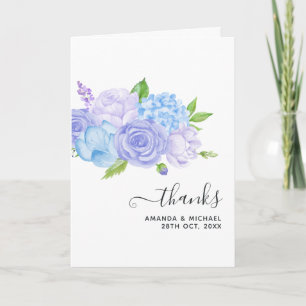 Hydrangea Blue and Light Lavender Wedding Photo Thank You Card