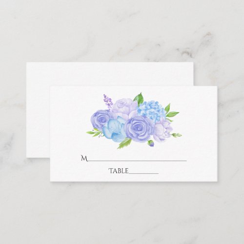 Hydrangea Blue and Light Lavender Wedding Place Card