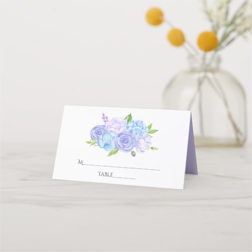 Hydrangea Blue and Light Lavender Wedding Place Card