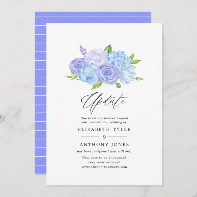 Hydrangea Blue and Light Lavender Wedding Update I Invitation (Front/Back)