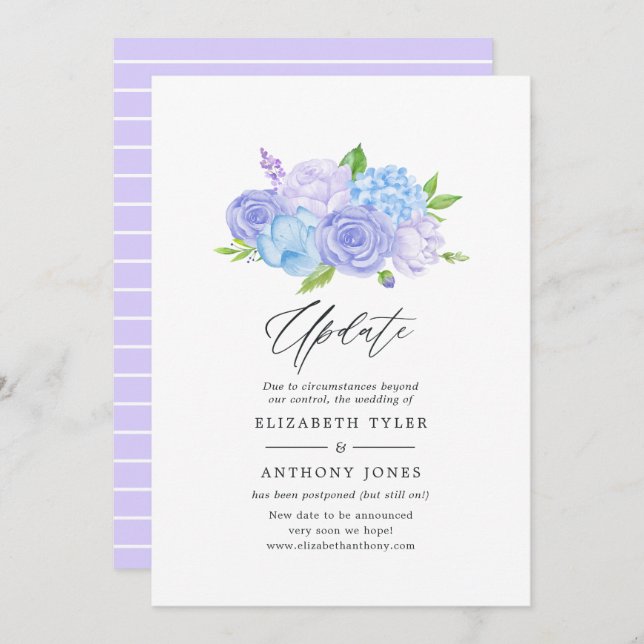 Hydrangea Blue and Light Lavender Wedding Update I Invitation (Front/Back)