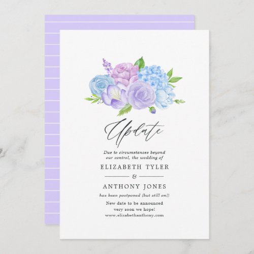 Hydrangea Blue and Light Lavender Wedding Update Invitation