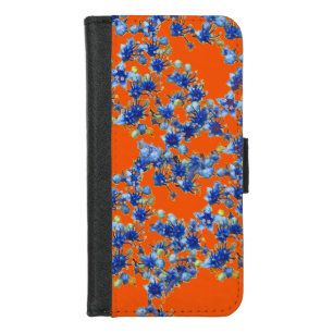 Hydrangea Blue and Orange iPhone 8/7 Wallet Case