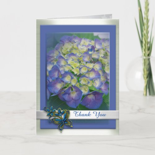 Hydrangea blue blank thank you card