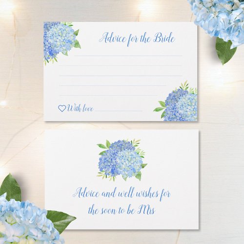 Hydrangea Blue Floral Bridal Shower Advice Cards