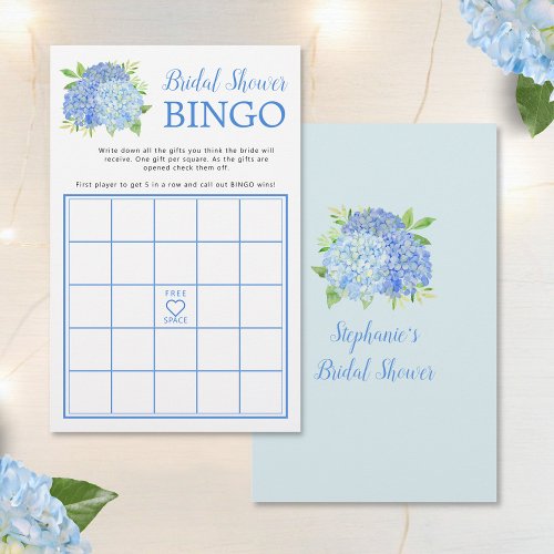 Hydrangea Blue Floral Bridal Shower Bingo Game