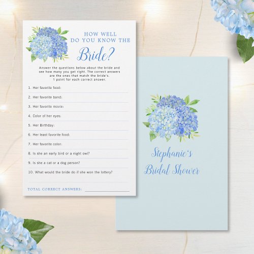 Hydrangea Blue Floral Bridal Shower Game