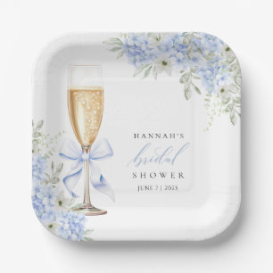 Hydrangea Blue Floral Bridal Shower Paper Plates