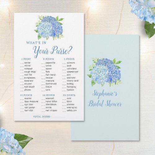 Hydrangea Blue Floral Purse Bridal Shower Game