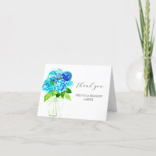 Hydrangea Blue Floral Rustic Wedding Thank you Card