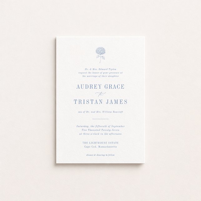 HYDRANGEA Blue Floral Wedding Invitation (Creator Uploaded)