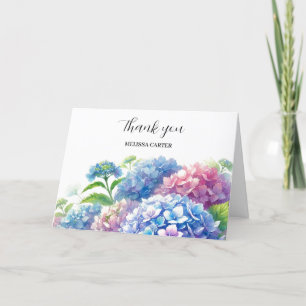 Hydrangea Blue Floral Wedding Thank you Card