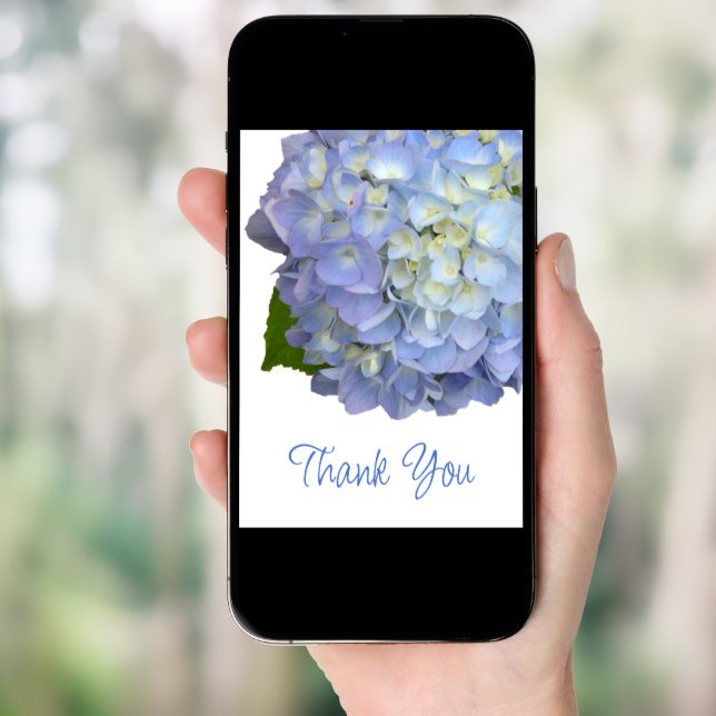 Hydrangea Blue Flower Thank You Message Invitation (Front Digital)
