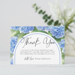 Hydrangea Blue Flowers Baby Shower Thank You Card