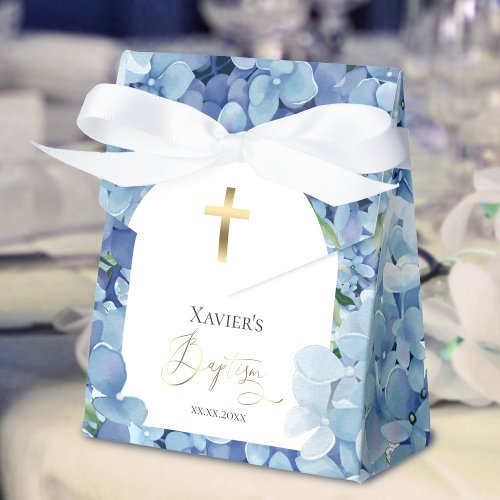 Hydrangea blue flowers Baptism favor box