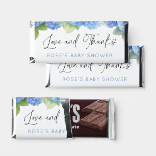 Hydrangea Blue Flowers Its a Boy Baby Shower Hershey Bar Favors