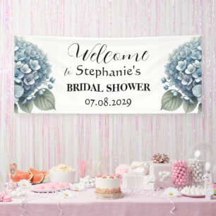 Hydrangea Blue Flowers Rustic Bridal Shower Banner