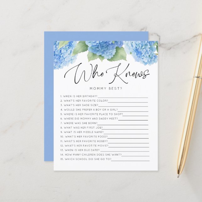 Hydrangea Blue Flowers Who Knows Mommy Baby Games (Front/Back In Situ)