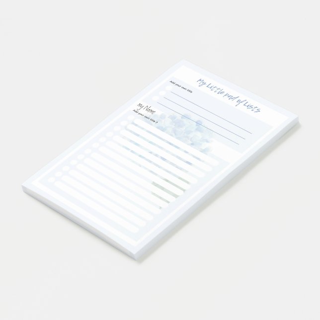 Hydrangea Blue 'My Little Pad of Lists' by LeahG Post-it Notes (Angled)