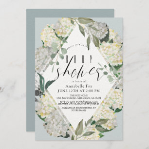 Hydrangea Blue Rhonbus Baby Shower Invitation