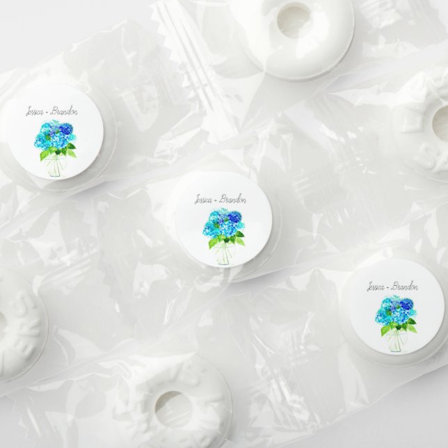Hydrangea Blue Watercolor Floral Wedding Life Saver® Mints (Assorted)
