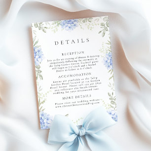 Hydrangea Blue Wedding Details Enclosure Card