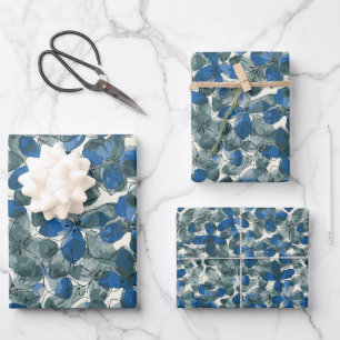 Hydrangea Blue Wrapping Paper Sheets