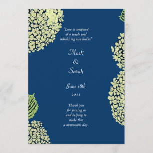 Hydrangea Blueberry Wedding Program