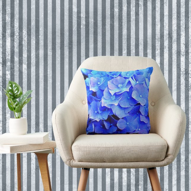 Hydrangea Blues - Blue Hydrangeas Throw Pillow (Creator Uploaded)