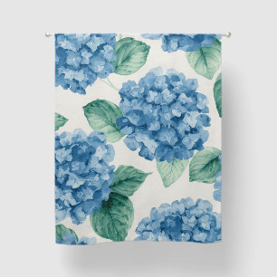 Hydrangea Blues Floral Watercolor Botanical Blooms Blackout Curtains