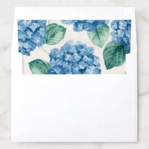 Hydrangea Blues Floral Watercolor Botanical Blooms Envelope Liner