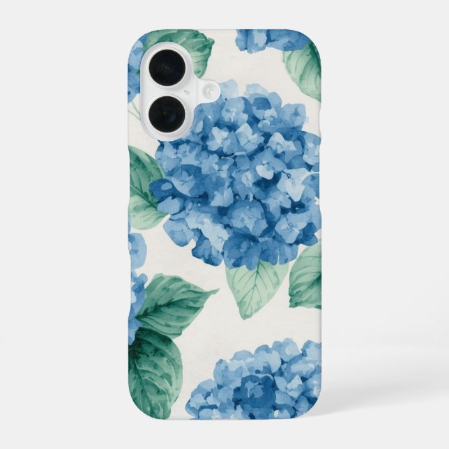 Hydrangea Blues Floral Watercolor Botanical Blooms iPhone Case (Back)