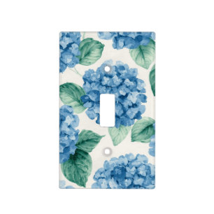 Hydrangea Blues Floral Watercolor Botanical Blooms Light Switch Cover