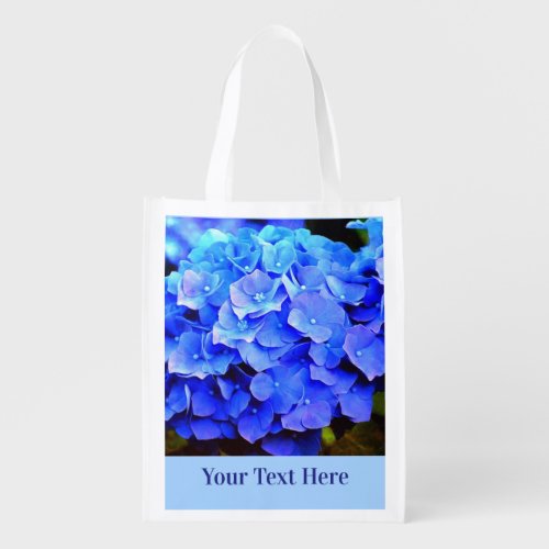 Hydrangea Blues Personalized Grocery Bag