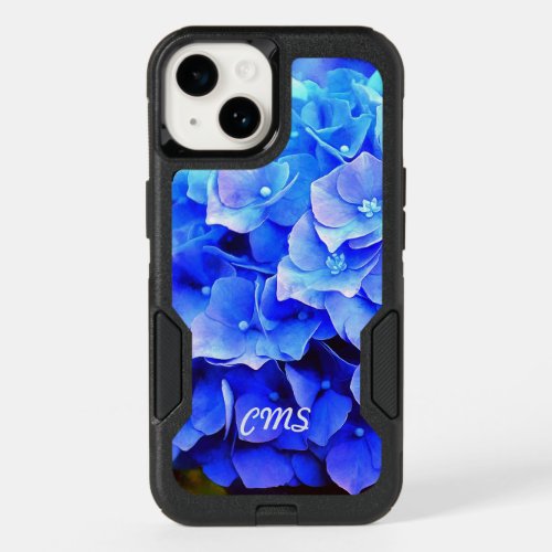 Hydrangea Blues Personalized OtterBox iPhone 14 Case