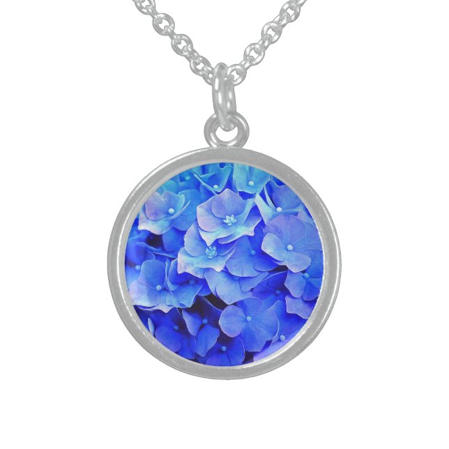 Hydrangea Blues Sterling Silver Necklace (Front)