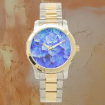 Hydrangea Blues Watch<br><div class="desc">Enjoy the pretty blue blooms of summer year round with this lovely watch. I watched these azure-blue hydrangeas deepen from early summer to mid-summer. Their blues were a bit shy at first, dappled with white, sky blue, or pink and then suddenly I noticed how deep their colors had become. I...</div>