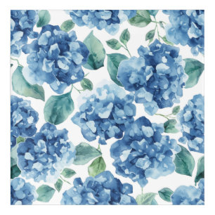 Hydrangea Blues Watercolor Blooms Flower Pattern Acrylic Print