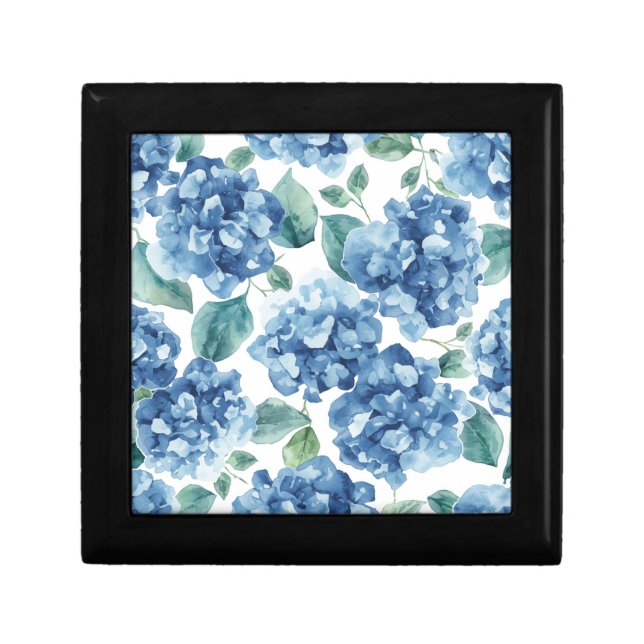 Hydrangea Blues | Watercolor Blooms Flower Pattern Gift Box (Front)