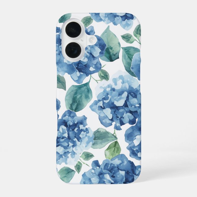 Hydrangea Blues | Watercolor Blooms Flower Pattern iPhone Case (Back)