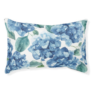 Hydrangea Blues Watercolor Blooms Flower Pattern Pet Bed