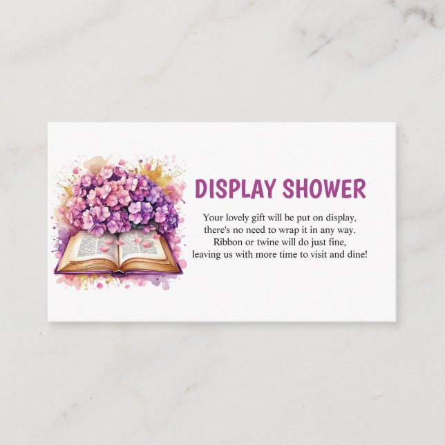Hydrangea Book Theme Display Shower Enclosure Card (Front)