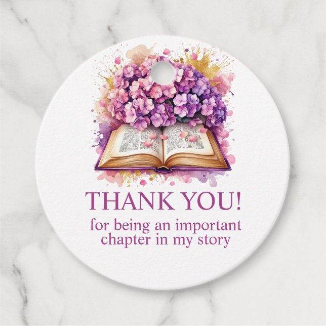 Hydrangea Book Theme  Favor Tags (Front)