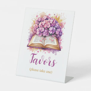 Hydrangea Book Theme Favors Sign