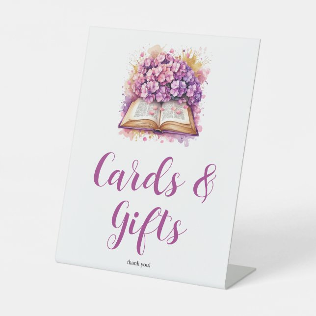 Hydrangea Book Theme Gifts Sign (Front)