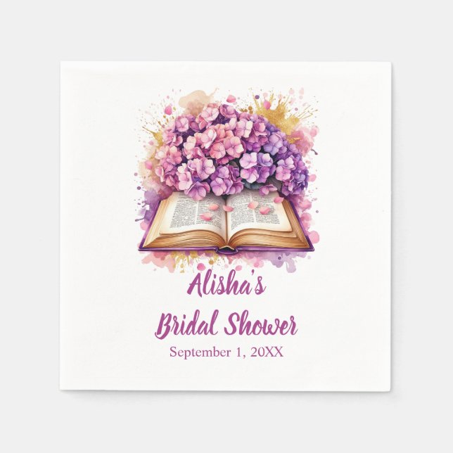 Hydrangea Book Theme  Napkins (Front)