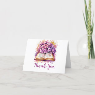 Hydrangea Book Theme Thank You Card